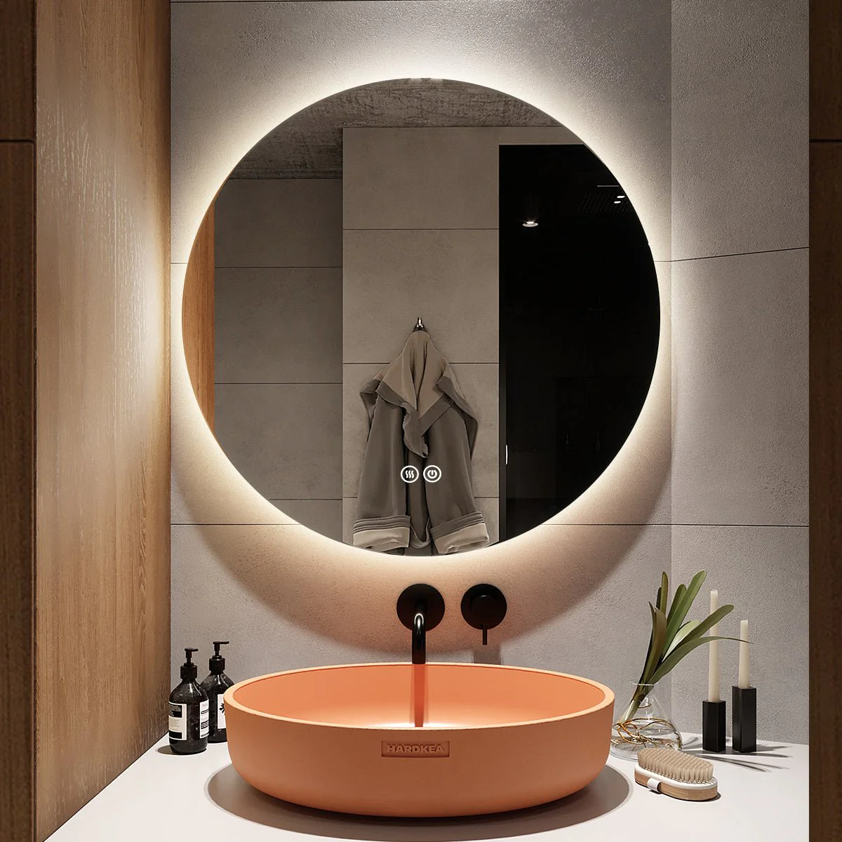 backlit led mirror with a demister three brightness levels and a convenient dimmer 692887